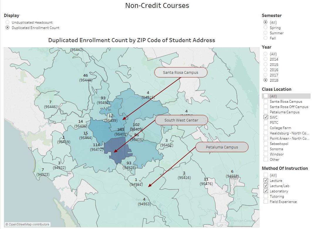 Non Credit Enrollments and Headcounts - link